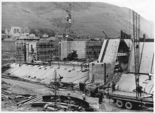 Staustufe Fankel, Baustelle Schleuse mit Wehrfeld