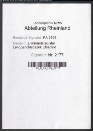 Geburtsregister Heiligenhaus