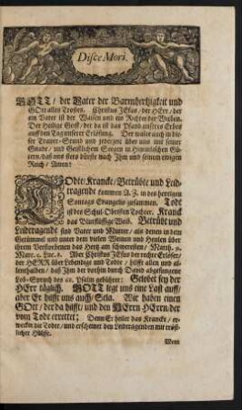 Gott/ der Vater der Barmherzigkeit und Gott alles Trostes. [...]