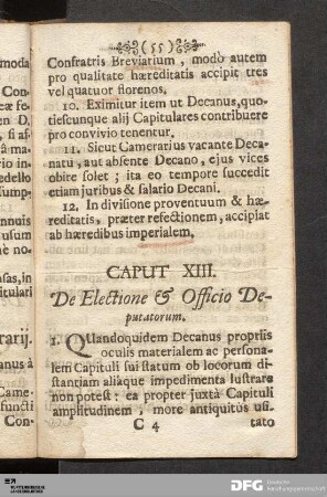 Caput XIII. De Electione & Officio Deputatorum.