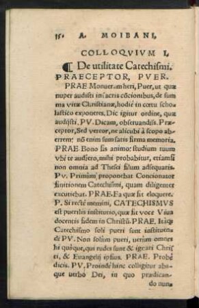 Colloquium I. De utilitate Catechismi.