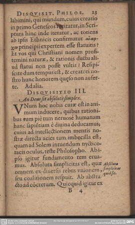Disquisitio III. An Deus sit absolutè simplex