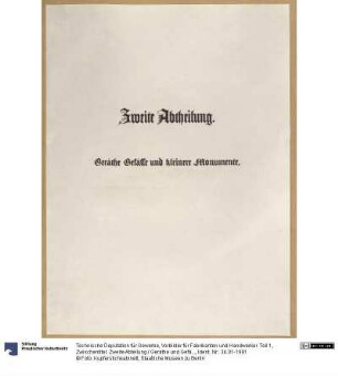 Vorbilder für Fabrikanten und Handwerker. Teil 1, Zwischentitel: Zweite Abteilung./ Geräthe und Gefässe und kleinere Monumente