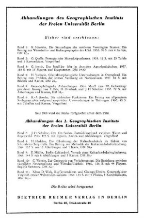 Abhandlungen des Geographischen Instituts der Freien Universität Berlin