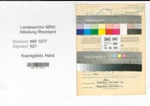 Entnazifizierung Hans Koenigsfeld , geb. 26.08.1910 (Polizist)