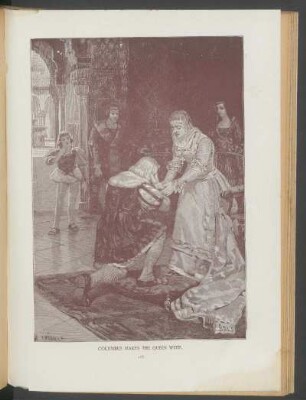 Columbus makes the Queen weep. - [Illustration]