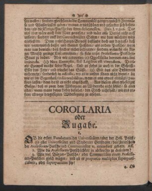 Corollaria oder Zugabe.