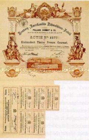 Aktie der Aktiengesellschaft "Hamburg.Amerikanische Nähmaschinen-Fabrik", vormals Pollack, Schmidt und Co.