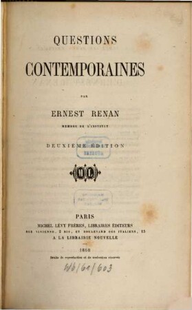 Questions contemporaines