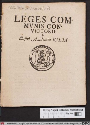 Leges Commvnis Convictorii in Illustri Academia Iulia