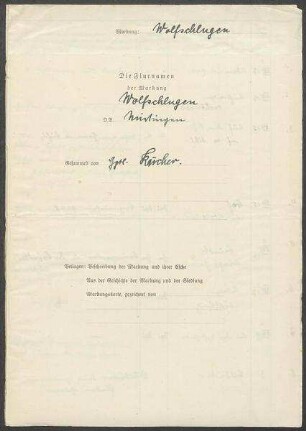 3 Fragebogen und 2 Karten Wolfschlugen, OA Nürtingen