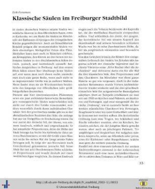 Klassische Säulen im Freiburger Stadtbild
