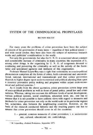 701-712, System of the criminological prophylaxis