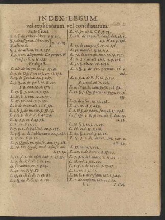 Index Legum vel explicatarum vel conciliatarum