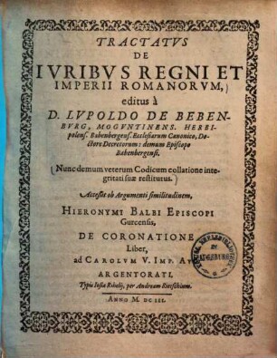 Tractatus de iuribus regni et imperii Romanorum