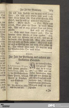 XXXV. Zur Zeit der Pestilentz, und andern ansteckenden Seuchen.
