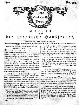 No. 104., 29sten December 1810