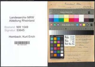 Entnazifizierung Kurt Erich Hombach , geb. 15.06.1903 (Verwaltungsangestellter)