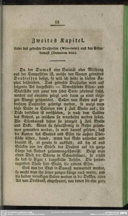 Zweites Kapitel. Ueber das gedrehte Drahteisen (Wire-twist) und den Eisendamast (Damascus iron)