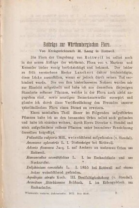 Beiträge zur württembergischen Flora