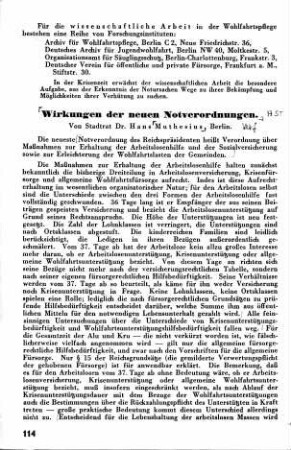 Wirkungen der neuen Notverordnungen