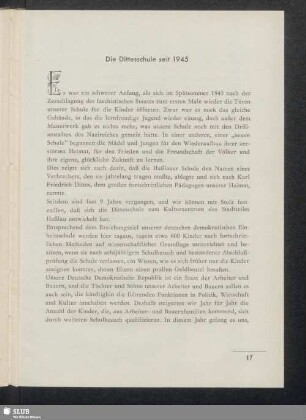 Die Ditteschule seit 1945
