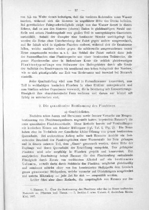 2. Die quantitative Bestimmung des Planktons.