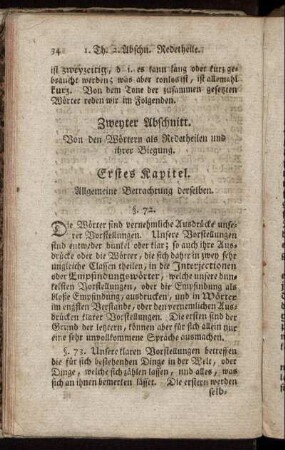 Erstes Kapitel. - Zweytes Kapitel.