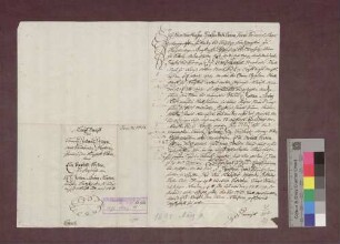Johann Georg Koch zu Lörrach verkauft an Johann Ilg, markgräflich badischen Frevelschreiber, 1 Viertel Reben um 52 Pfund.