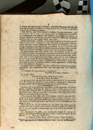 ... Extrait du Moniteur du Jeudi 7 Avril, 2. Paris, le 6 avril 1814
