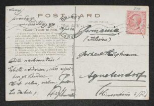 Brief von Fritz von Unruh an Gerhart Hauptmann