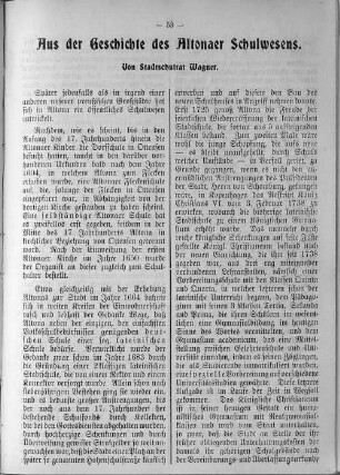 Aus der Geschichte des Altonaer Schulwesens.