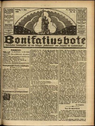 Erste Ausgabe vom Sonntag, den 07. November 1920.