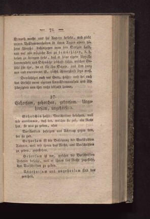 37. Gehorsam, gehorchen, gehorsam. Ungehorsam, ungehorsam.