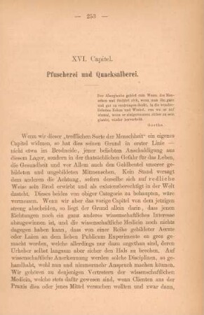 XVI. Capitel. Pfuscherei und Quacksalberei
