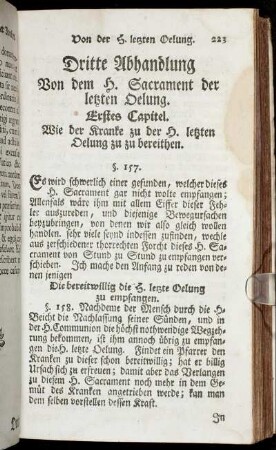 Dritte Abhandlung Von dem H. Sacrament der letzten Oelung.