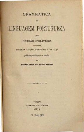 Grammatica de linguagem portugueza