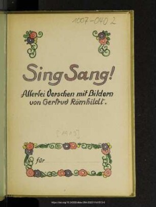 Sing sang! : allerlei Verschen mit Bildern