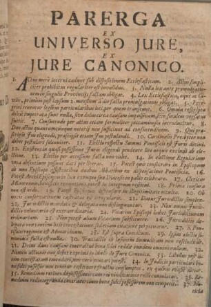 Parerga Ex Universo Jure, Ex Jure Canonico.