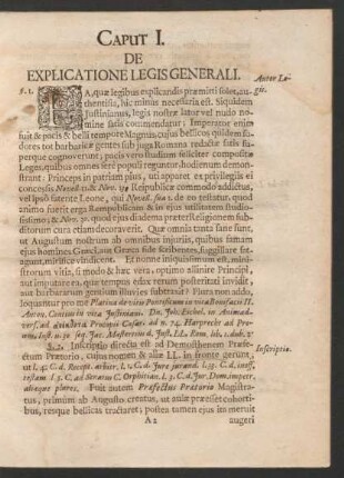 Caput I. De Explicatione Legis Generali.