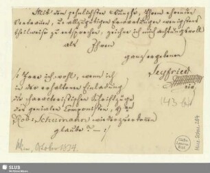 284: Brief von Ignaz Xaver von Seyfried an Robert Schumann - Mus.Schu.284