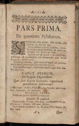 Caput Primum. De Regulis Generalibus.