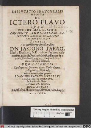 Disputatio Inauguralis Medica De Ictero Flavo