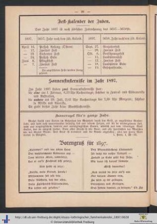 Fest-Kalender der Juden.