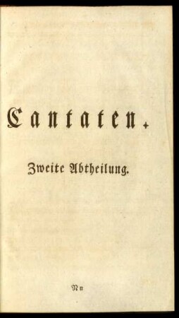 Cantaten. Zweite Abteilung