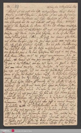 Freylich ist mir wohl Dein letzter niedergeschlagener Brief traurig ... , 25.02.1826. - Benediktinerabtei St. Bonifaz in München und Andechs
