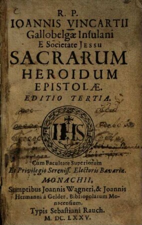 Joannis Vincartii Sacrarum heroidum epistolae