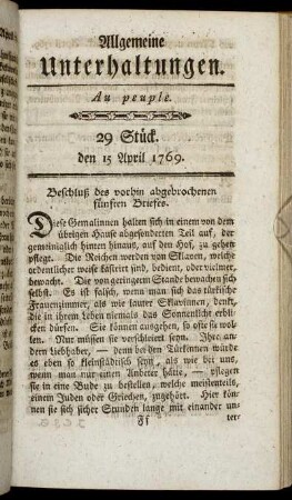 29 Stück. d. 15. April 1769.