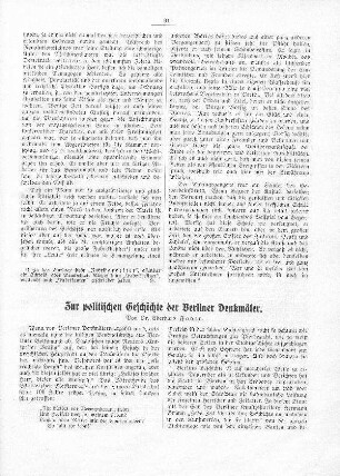 Zur politischen Geschichte der Berliner Denkmäler