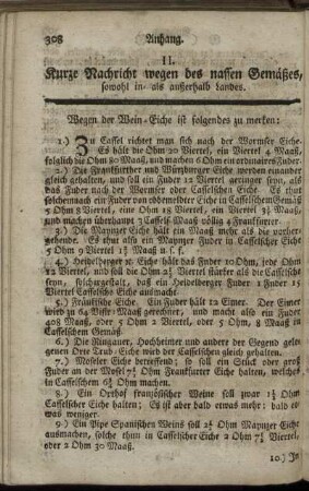 II. Kurze Nachricht wegen des nassen Gemäßes [...]